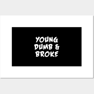 Young Dumb Broke Emotional Saying In Modern Typography Posters and Art